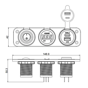camper switch panel, car charger 2 port, chargers car accessories, DAMAVO