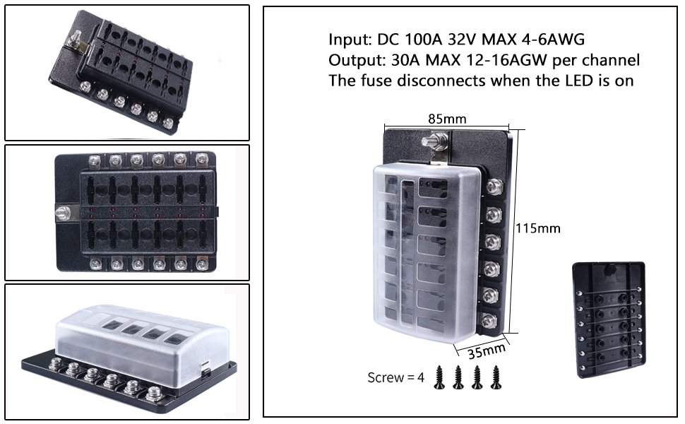 aftermarket fuse box, 12 way fuse box, waterproof 12v fuse block factory