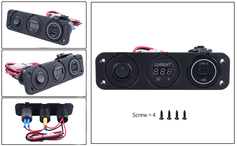 camper switch panel, car charger 2 port, chargers car accessories, DAMAVO