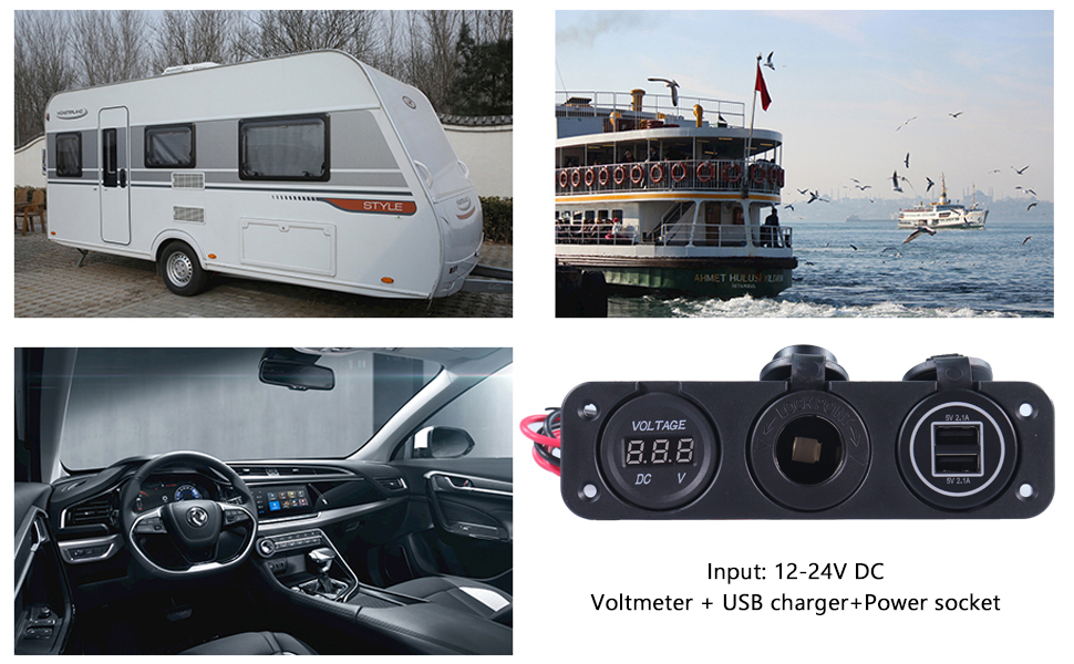 RV USB port, 12 volt DC socket, 12 volt digital voltmeter manufacturer-DAMAVO