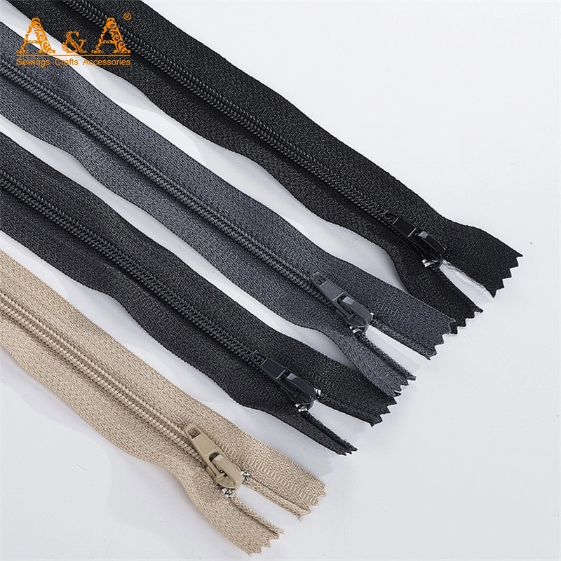 3 Premade Nylon Coil Zipper, Closed End with Auto Lock Slider