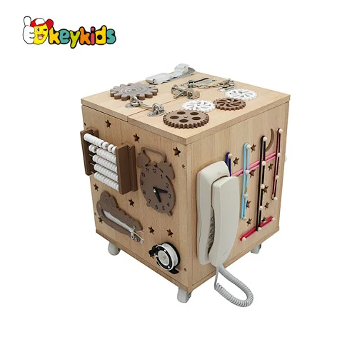 New design educational play large wooden 5 in 1 activity cube for children W12D406