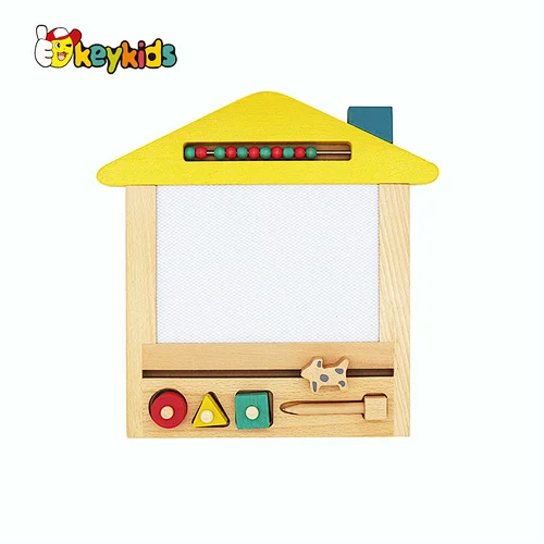 Customize kids sketch doodle board wooden magic drawing board with stamps W12B215