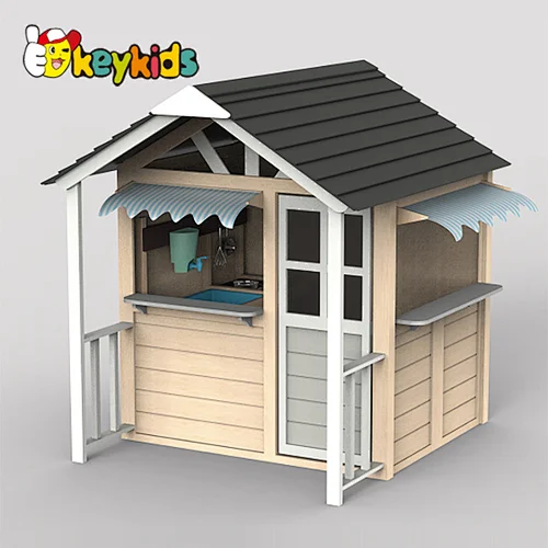 Customize Outdoor Backyard Pretend Play Eco-friendly Wooden Playhouse For Kids W01D213