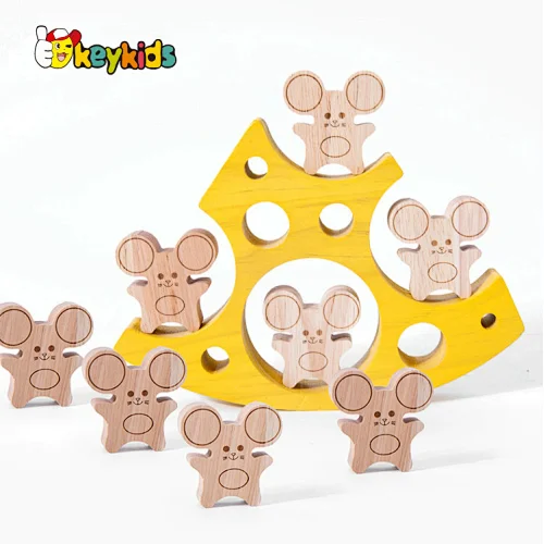 Montessori Balancing Game Mouse and Cheese Wooden Stacking Blocks For Kids W13D404