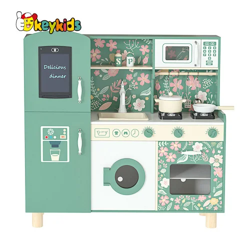 Eco friendly preschool children elections wooden play kitchen with magnetic board W10C790