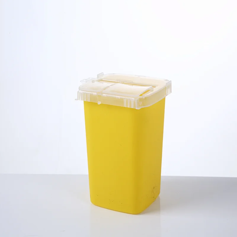 1L Capacity Needles Bin Biohazard Needles Disposal Collect Box Medical Standard Disposable Medical Sharp