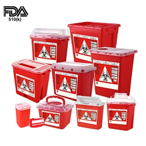 High Quality Best Price 1L 3L 8L 15L Medical Plastic Sharps Bin Bio Safety Box Waste Sharps Hospital Containers