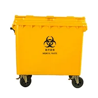 660L medical trash bin garbage can waste container with lid wheel