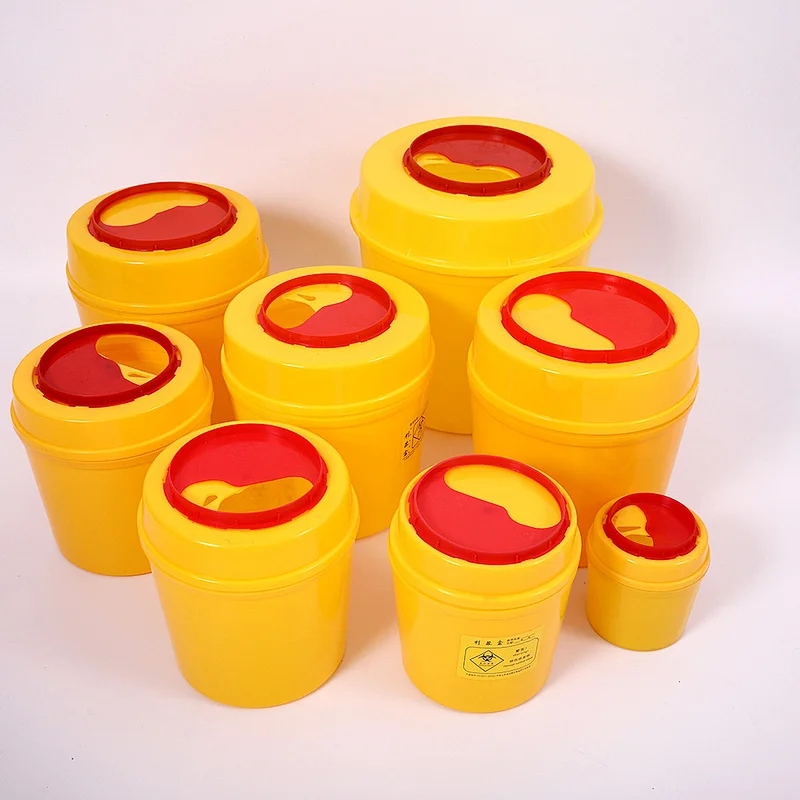Round Disposable Biohazard Sharp Container Waste Bin for Hospital