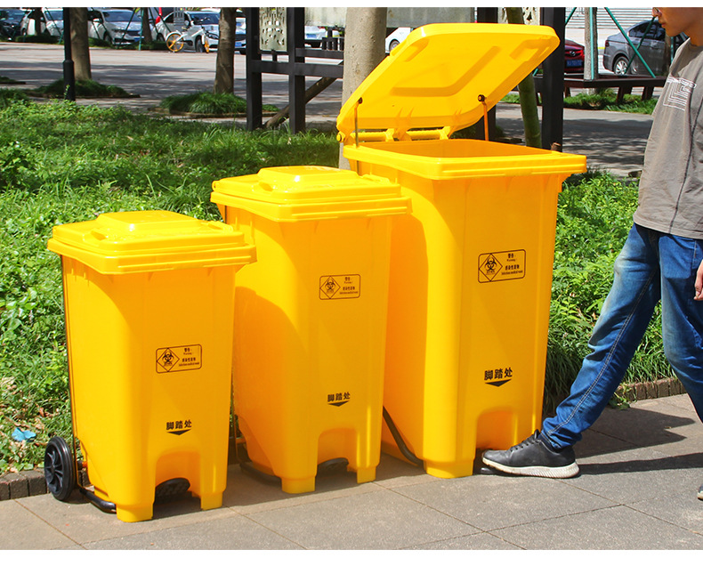 yellow medical trash bin