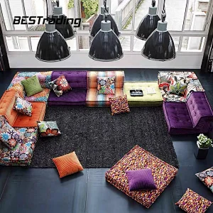 Living room U shape sectional sofa fabric