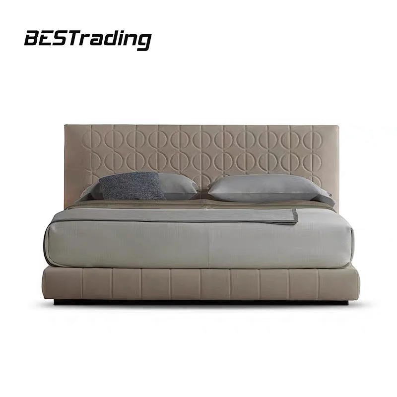 Modern design luxury italian bed furniture leather bed king size bed