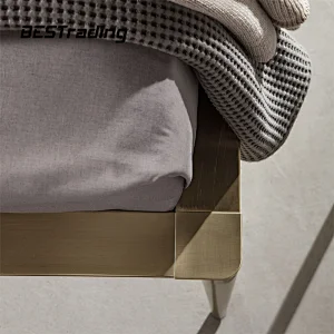 Light luxury bedroom furniture double bed nordic minimalist  fabric bed