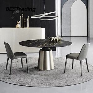 Modern round nature white marble dining table