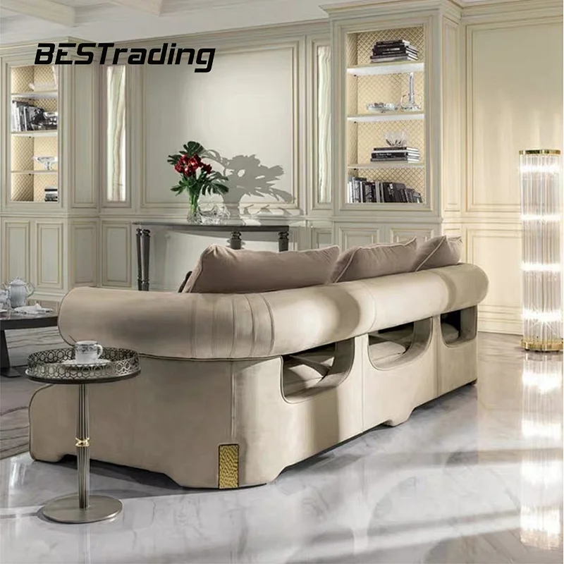 New European luxury style living room furniture velvet fabric lounge sofa set sectional sofa