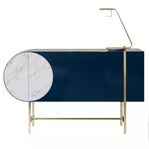 Modern Dinnig Room Livig Room Furniture Dark Blue Wood Siddboard Storage Sideboard