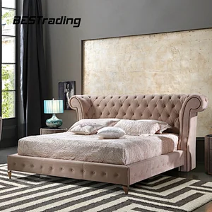 Italy Design Bed Furniture Chesterfield Button Tufted King Size Bed