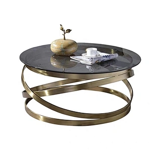 High Quality Italian Style Living Room Furniture Stainless Steel Base Glass Top Center Table Modern Coffee Table