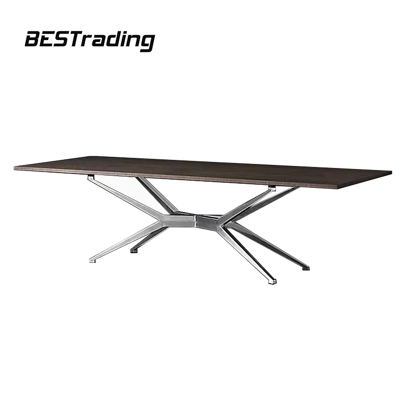 Contemporary Style Dining table wooden top luxury living room metal table dining table set