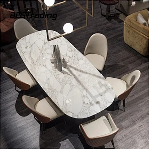 High End Customized Dinning Table Modern Luxury Marble Top Metal Dining Tables Sets Dinning Table