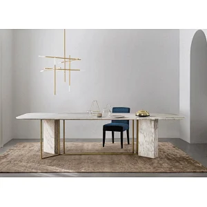Nordic minimalistic rectangle marble dining table with 6 velvet chairs dining room furniture dinning table set