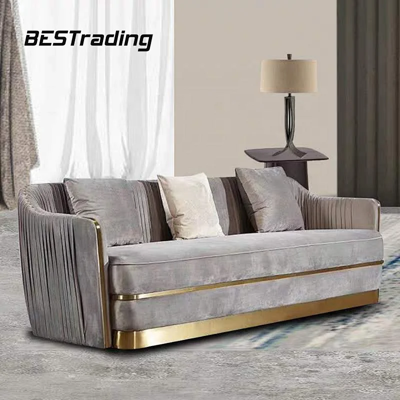 Modern design Luxury living room furniture sofa velvet fabric sectional living room sofas