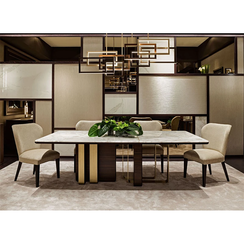 Modern Light Luxury Living Room And Dining Table Marble Top With Beautiful Table Feet Marble Dining Table