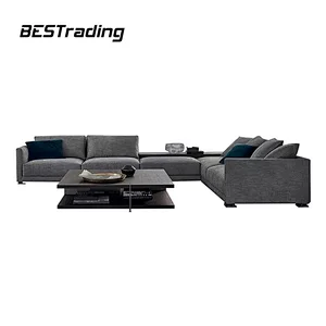 Latest design Living Room Lounge Furniture L Shaped Velvet Fabric Sectional Sofa