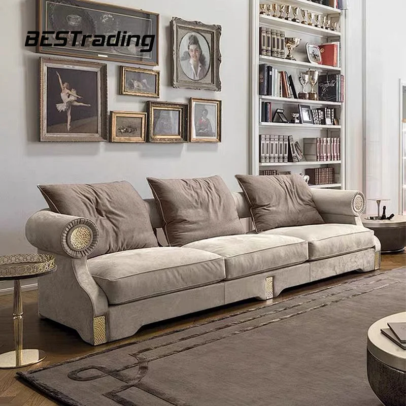 New European luxury style living room furniture velvet fabric lounge sofa set sectional sofa