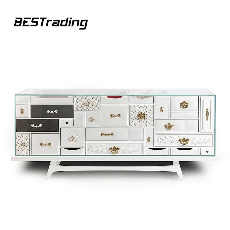 Wood storage drawers cabinet