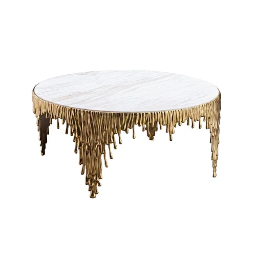 Italian Design High End Customized Living Room Center Table Marble Top Brass Legs Coffee Table Side Table