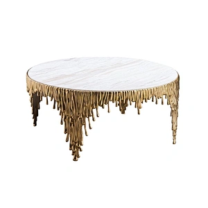 Italian Design High End Customized Living Room Center Table Marble Top Brass Legs Coffee Table Side Table