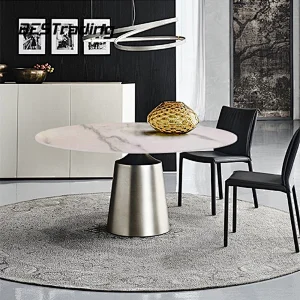 Modern round nature white marble dining table