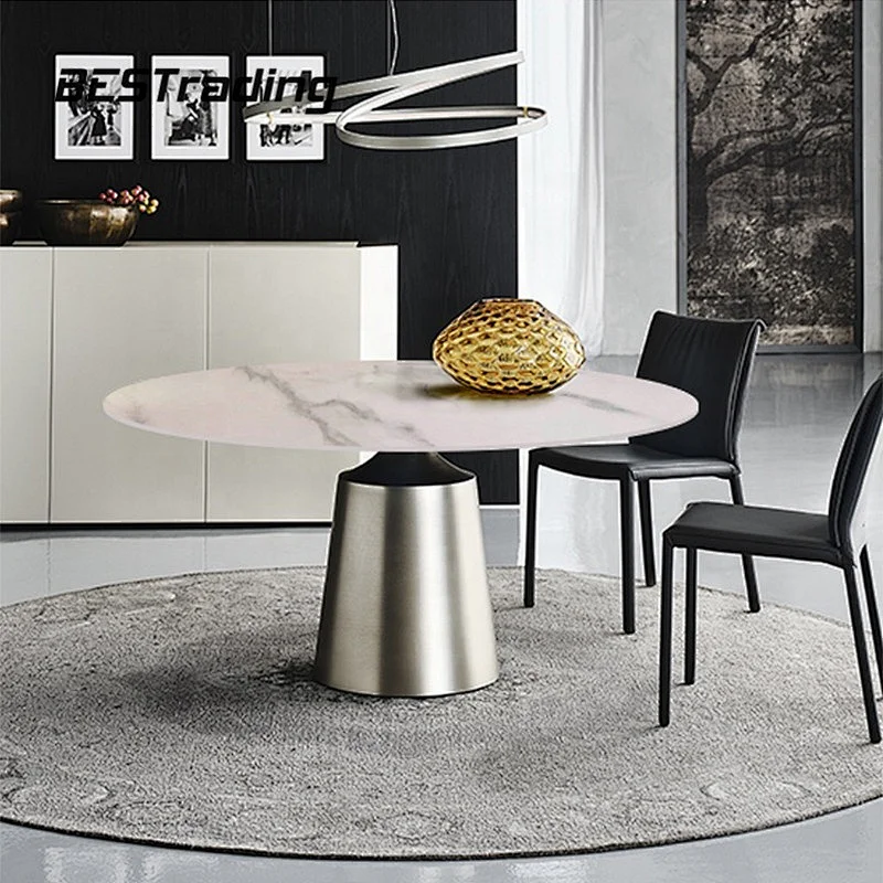 Modern round nature white marble dining table