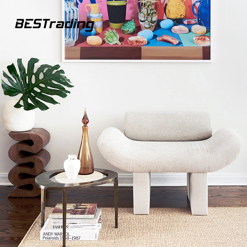 Luxury Villa Living Room Furniture Solid Wood Retro Stripe Leisure Chair Lazy Arm Chair