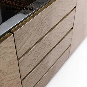 European Design Dinning Room Furniture Modern Sideboards Leather Cabinet Marble Top Sideboard