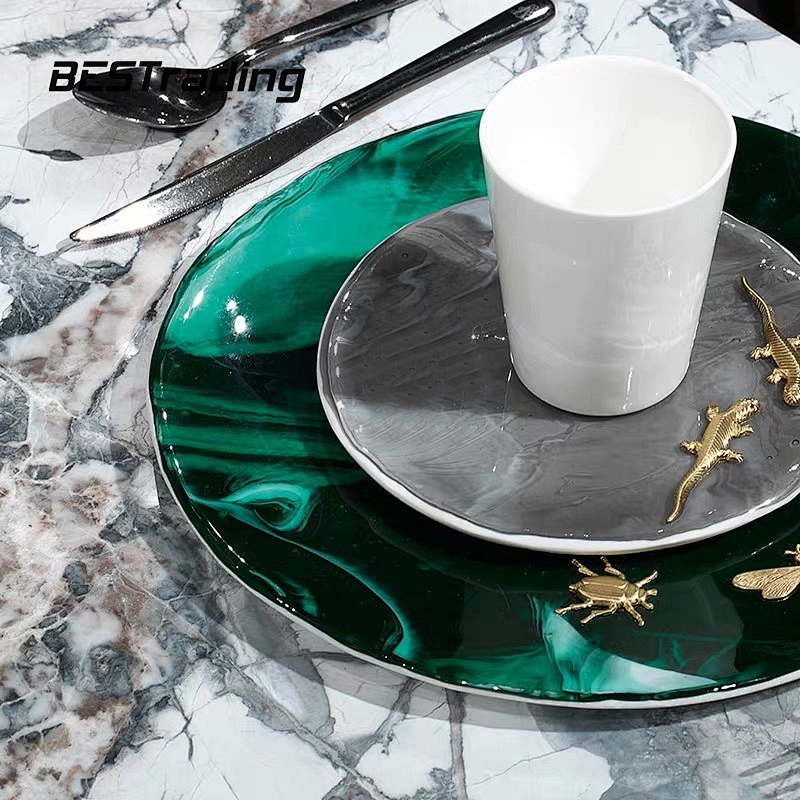 Italian design metal table light luxury marble top table set dining table