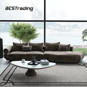 Customized Modern luxury home furniture sofa living room nubuck leather sofa sectional luxury furniture sofa set