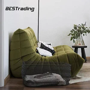 Lazy Sofa Indoor sponge faux pleated chair Large Bean Bag leather double sofa chair