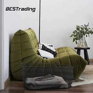 Lazy Sofa Indoor sponge faux pleated chair Large Bean Bag leather double sofa chair