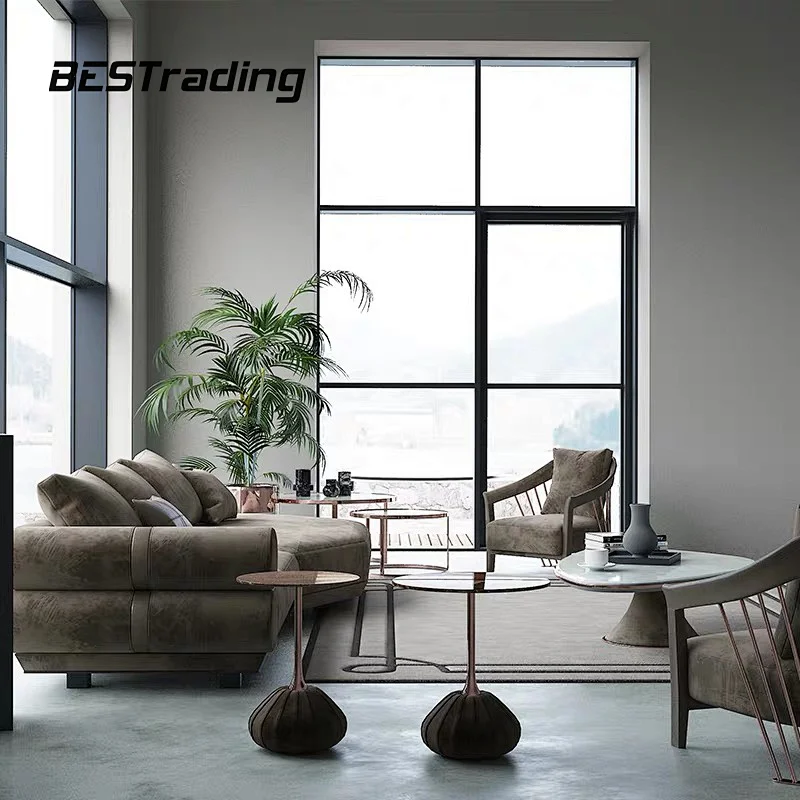 Customized Modern luxury home furniture sofa living room nubuck leather sofa sectional luxury furniture sofa set