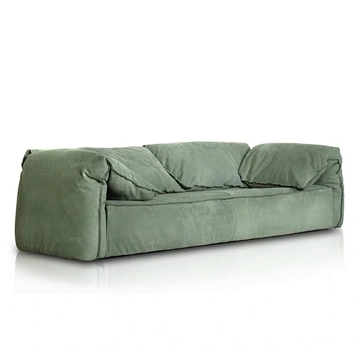 Luxury Italy sofa living room furniture nubuck leather sofa multiple color options sofa set