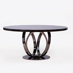 Modern round marble dining table with rotating centre stainless steel dining table set