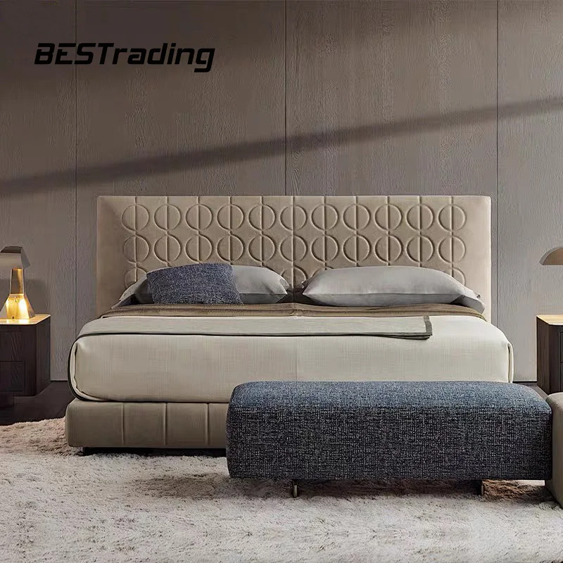 Modern design luxury italian bed furniture leather bed king size bed