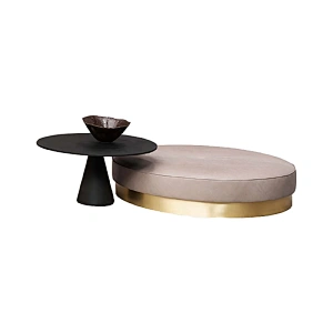 European Design Villa Home Furniture Modern Round Leather Side Table Coffee Table