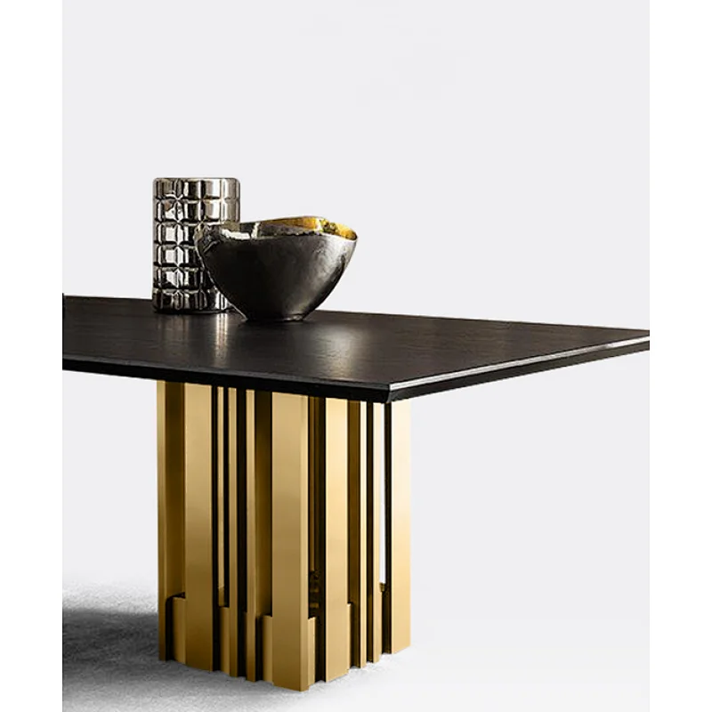High quality customized dinning room furniture wooden or marble table stainless steel base dining table set