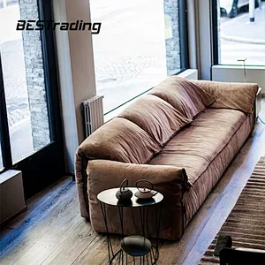 Luxury Italy sofa living room furniture nubuck leather sofa multiple color options sofa set
