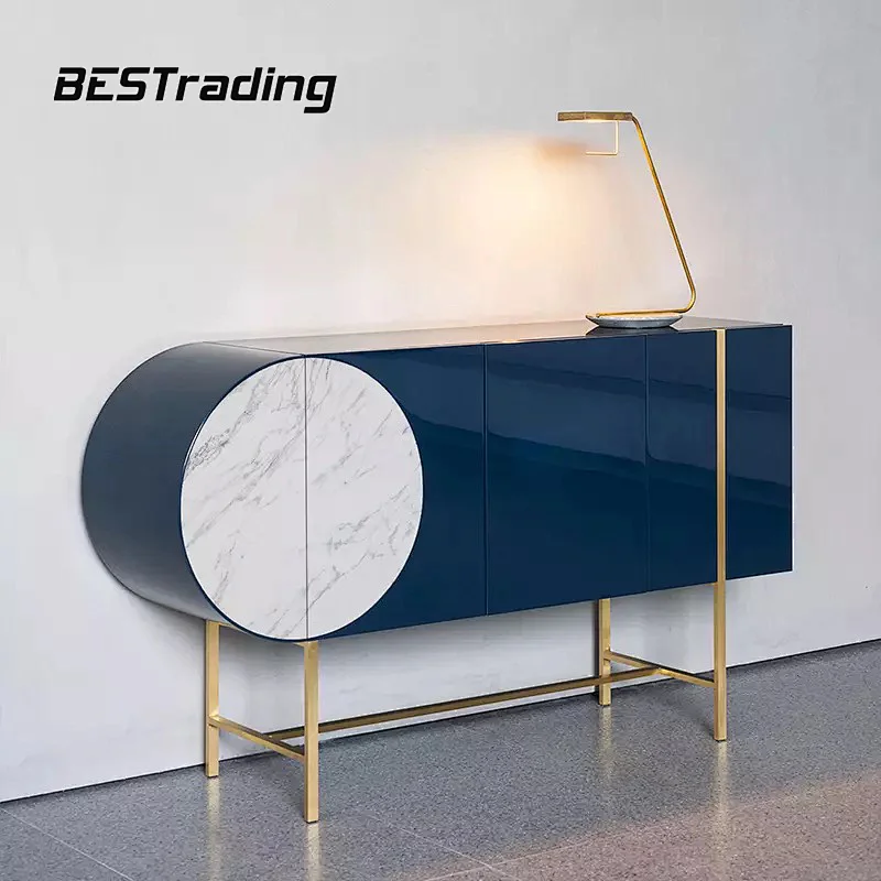 Modern Dinnig Room Livig Room Furniture Dark Blue Wood Siddboard Storage Sideboard