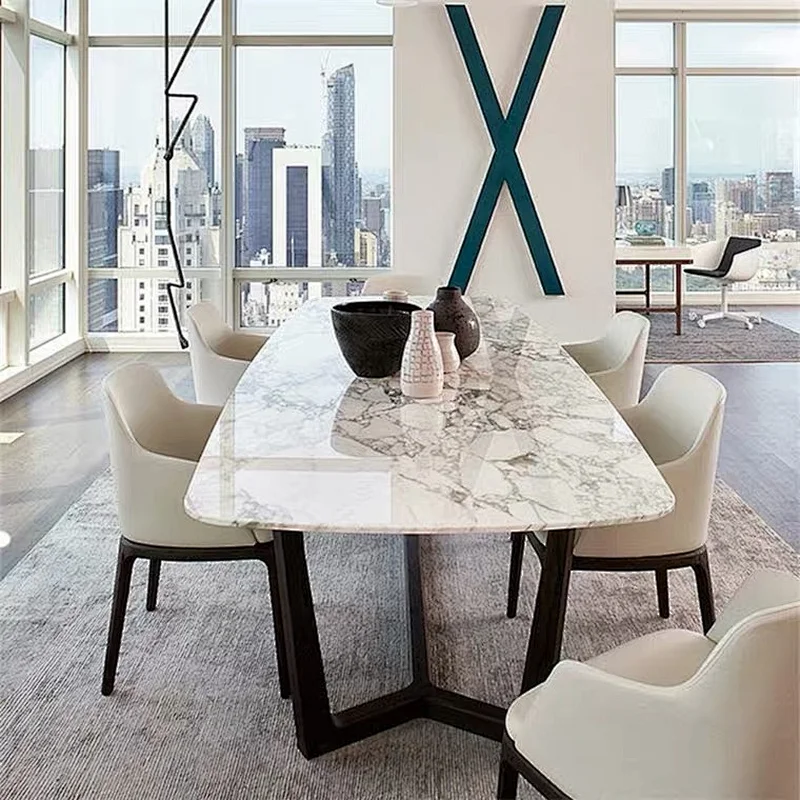 Contemporary Style Dinning Room Furniture Dining Table Sets Marble Top Dining Table
